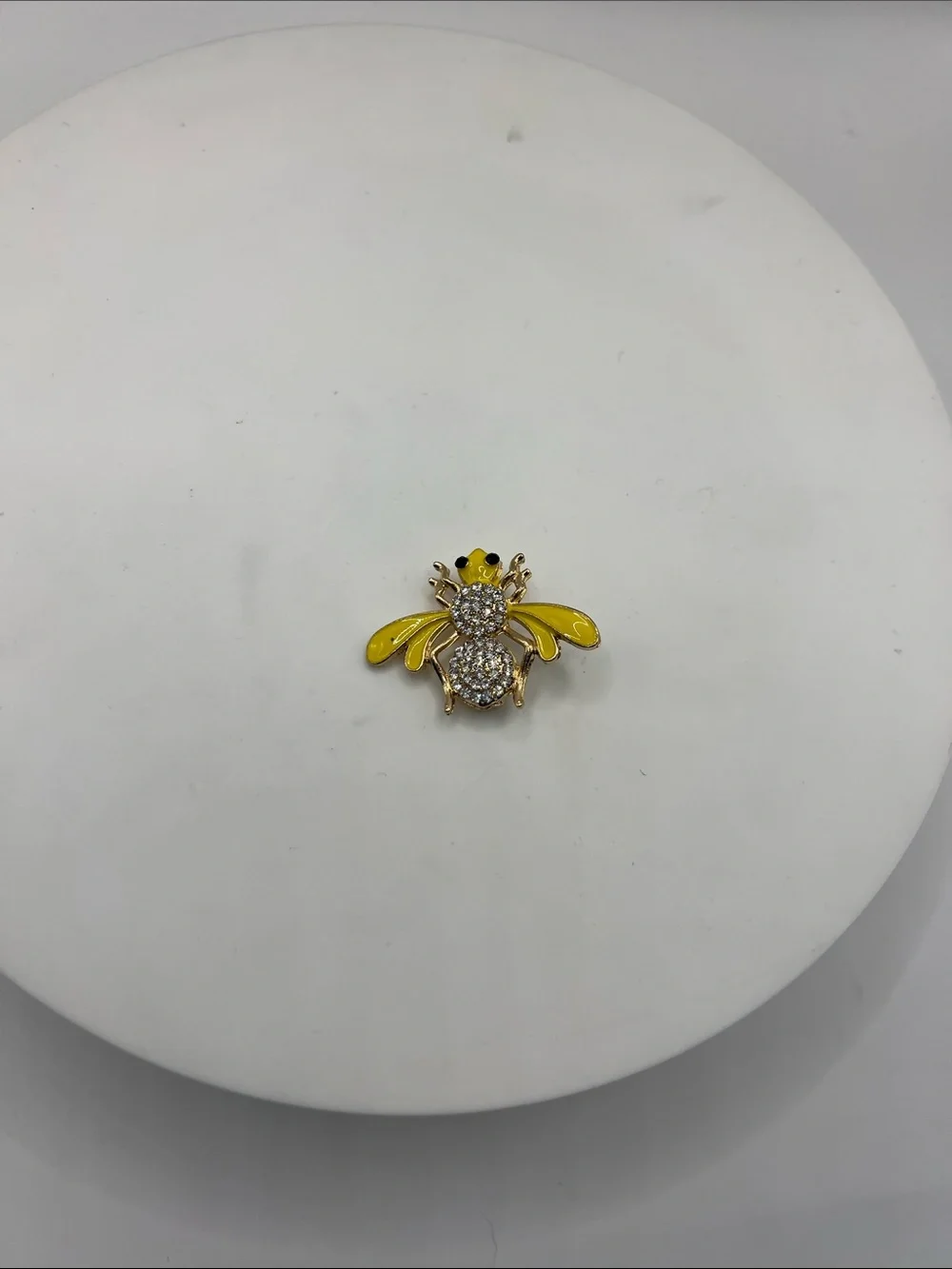 609. Yellow Enamel Bee Brooch with Crystal Accents
